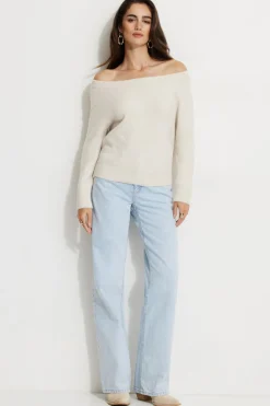 Sweaters | Long Sleeve Tops-Dynamite Heavenlyarn™ Off Shoulder Sweater Brown