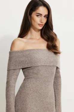 Dresses & Jumpsuits | New Dresses-Dynamite Heavenlyarn™ Off Shoulder Mini Dress Brown