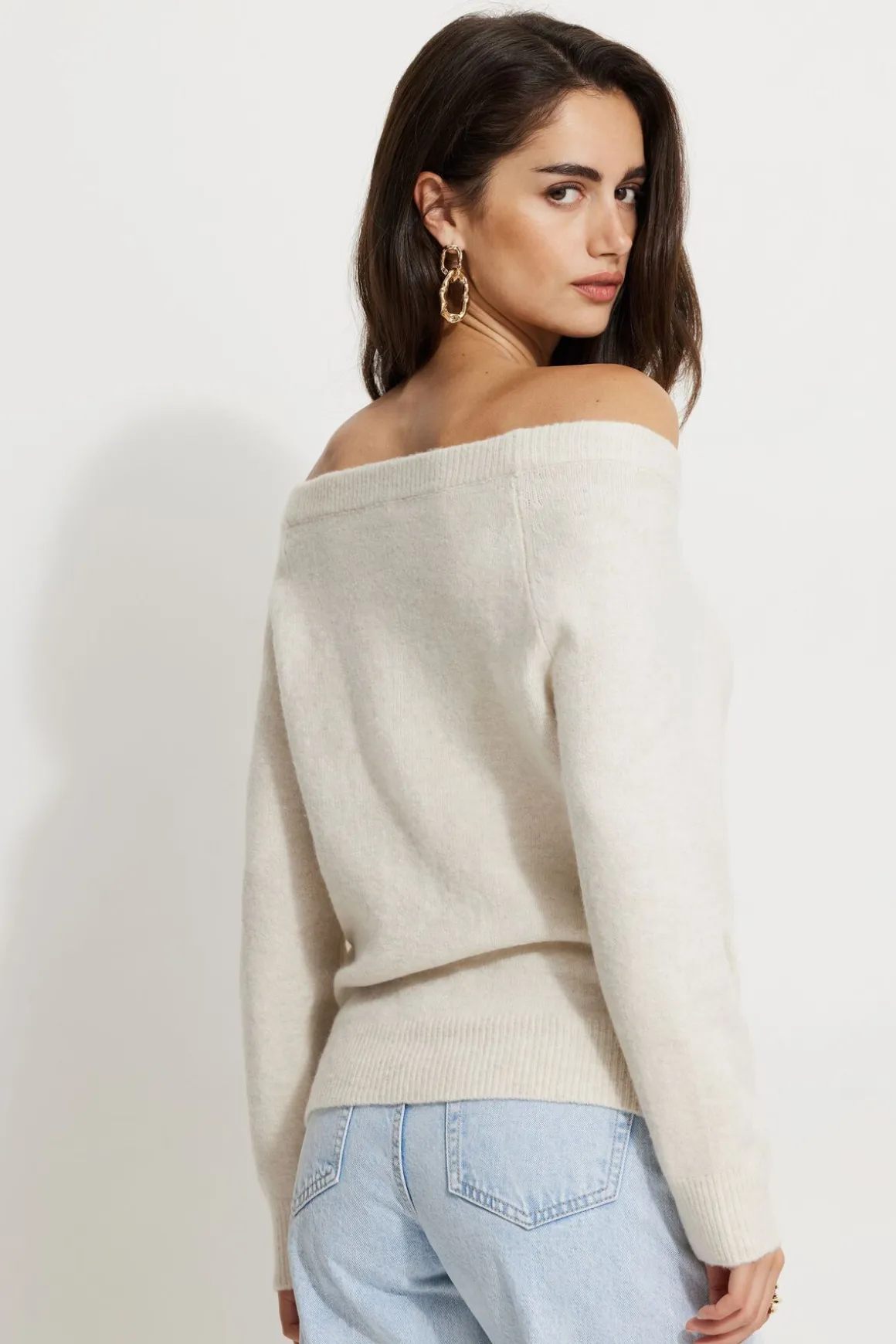 Sweaters | Long Sleeve Tops-Dynamite Heavenlyarn™ Off Shoulder Sweater Brown