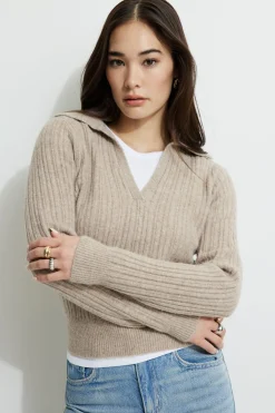 Sweaters & Cardigans | Sweaters-Dynamite Heavenlyarn™ Polo Sweater Brown