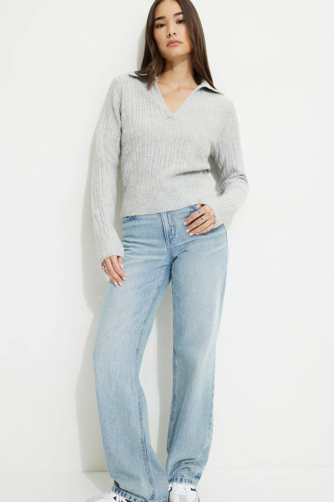 Sweaters & Cardigans | Online Exclusives-Dynamite Heavenlyarn™ Polo Sweater Gray