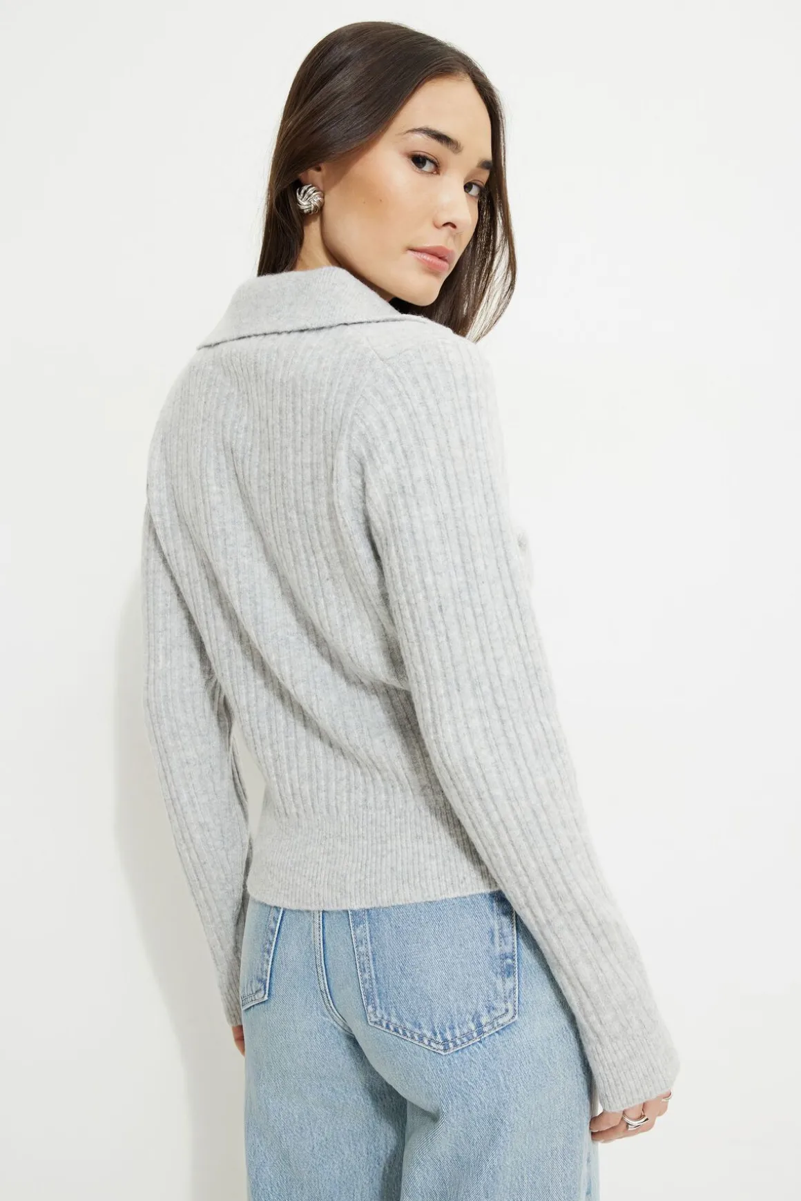 Sweaters & Cardigans | Online Exclusives-Dynamite Heavenlyarn™ Polo Sweater Gray