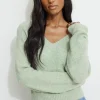 Sweaters & Cardigans | Sweaters-Dynamite Heavenlyarn™ V-Neck Sweater Green