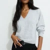 Sweaters & Cardigans | Bestsellers-Dynamite Heavenlyarn™ V-Neck Sweater Gray