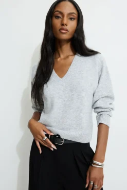 Sweaters & Cardigans | Bestsellers-Dynamite Heavenlyarn™ V-Neck Sweater Gray