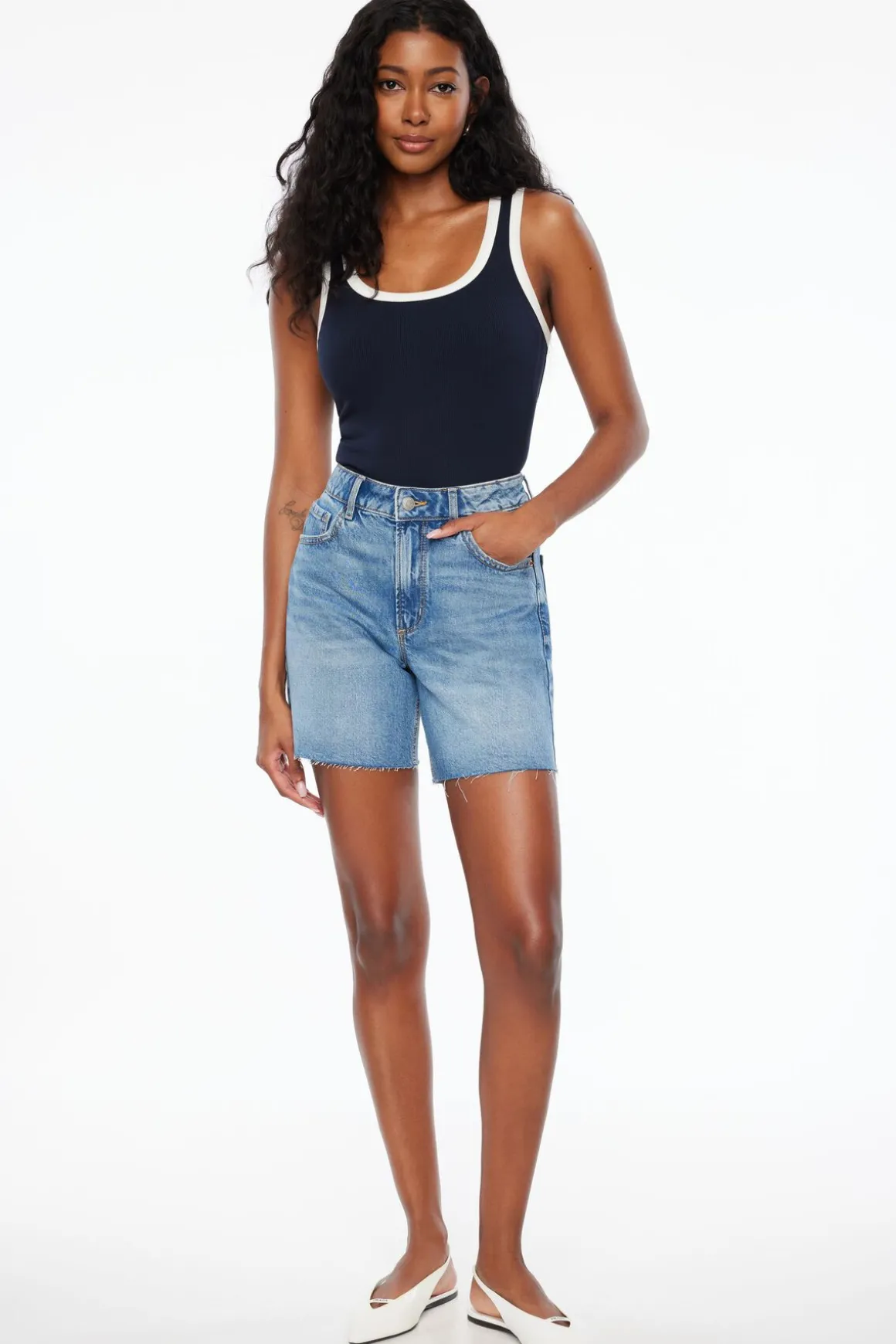 Jeans & Denim | Shorts-Dynamite Heidi A-Line Denim Shorts Blue