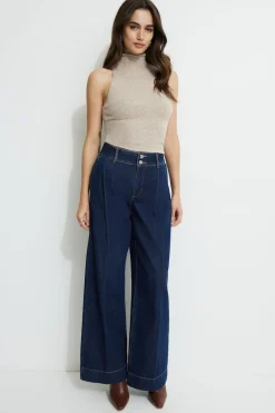Jeans & Denim-Dynamite Heidi Pleated Wide Leg Jeans Blue