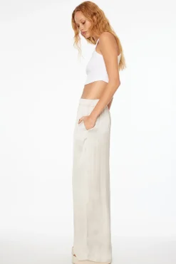 Pants | Wide Leg Pants-Dynamite Heidi Wide Leg Satin Pants Brown