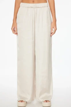 Pants | Wide Leg Pants-Dynamite Heidi Wide Leg Satin Pants Brown