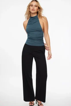 Tees & Tanks | Tees & Tanks-Dynamite High Cowl Neck Top Blue