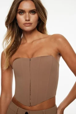 Blouses & Tops | Matching Sets-Dynamite Hook-Eye Bustier Top Brown