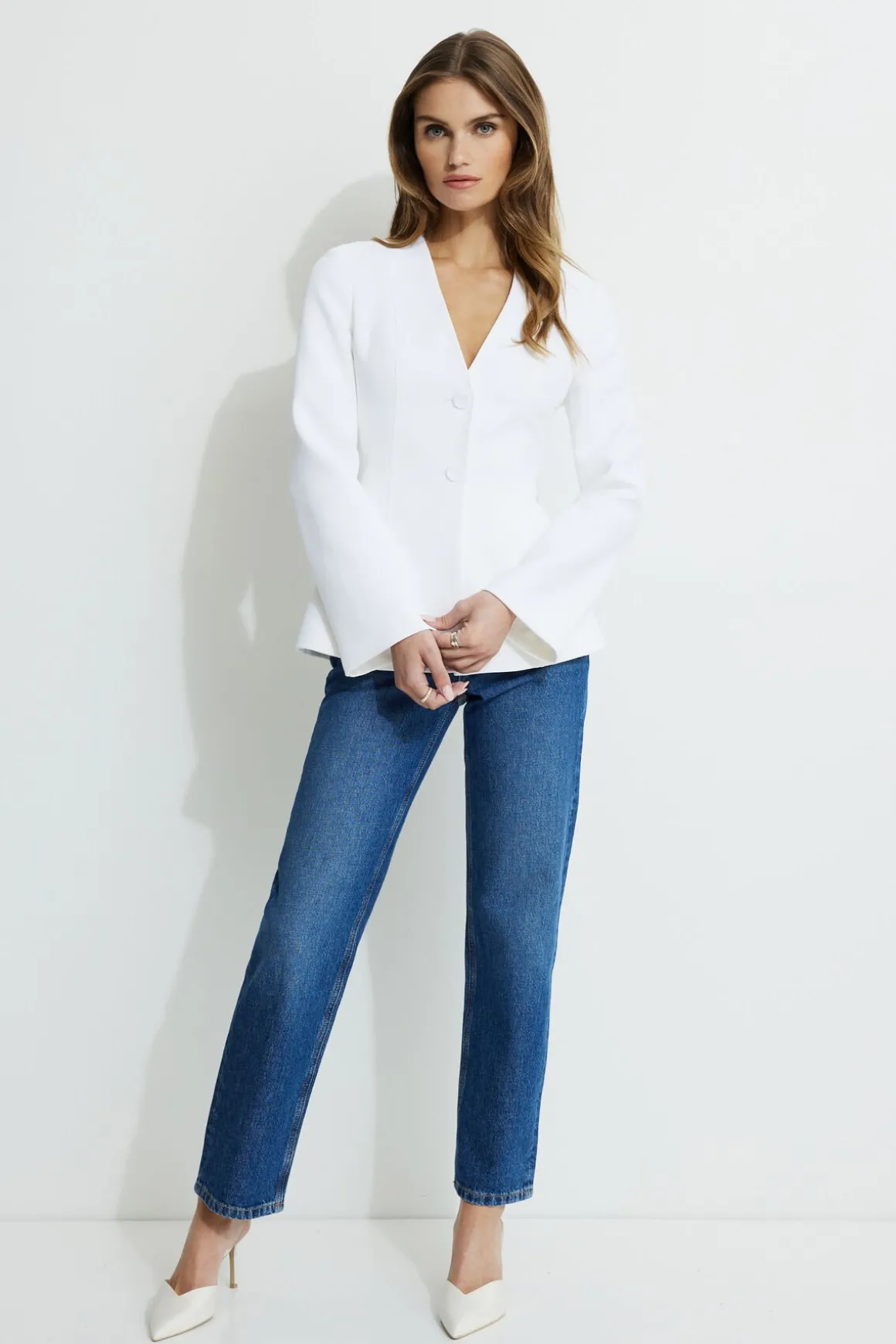 Blazers & Vests-Dynamite Hourglass Blazer White