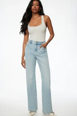 Tees & Tanks | Tees & Tanks-Dynamite Irene Seamless Square Neck Bodysuit Gray