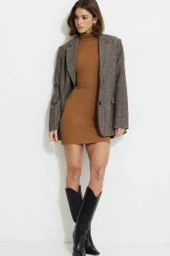 Dresses & Jumpsuits | New Dresses-Dynamite Isabella Turtleneck Mini Dress Brown