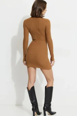 Dresses & Jumpsuits | New Dresses-Dynamite Isabella Turtleneck Mini Dress Brown