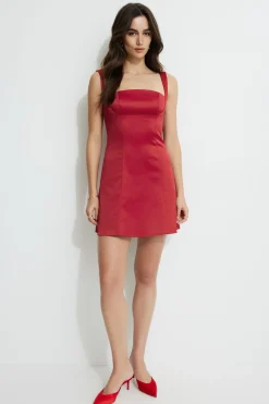 Dresses & Jumpsuits | Bestsellers-Dynamite Ivy Sateen Mini Dress Red