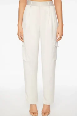 Pants | Straight Leg Pants-Dynamite Izabel Satin Straight Leg Cargo Pants Beige