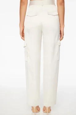 Pants | Straight Leg Pants-Dynamite Izabel Satin Straight Leg Cargo Pants Beige