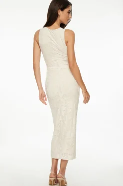 Dresses & Jumpsuits | Midi & Maxi Dresses-Dynamite Jacquard Floral Maxi Dress White