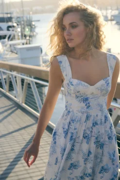 Dresses & Jumpsuits | Mini Dresses-Dynamite Jasmine Flare Mini Dress Blue