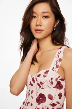 Dresses & Jumpsuits | Mini Dresses-Dynamite Jasmine Flare Mini Dress Burgundy