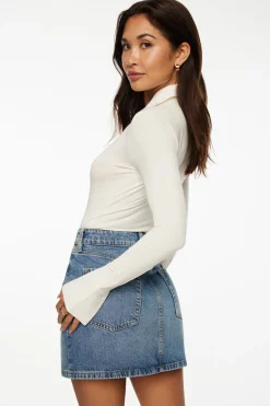 Tees & Tanks | Tees & Tanks-Dynamite Jersey Long Sleeve Polo Bodysuit White
