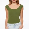 Tees & Tanks | Tees & Tanks-Dynamite Jules Sculpt Short Sleeve Scoop Neck Bodysuit Green