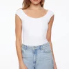 Tees & Tanks | Tees & Tanks-Dynamite Jules Sculpt Short Sleeve Scoop Neck Bodysuit White