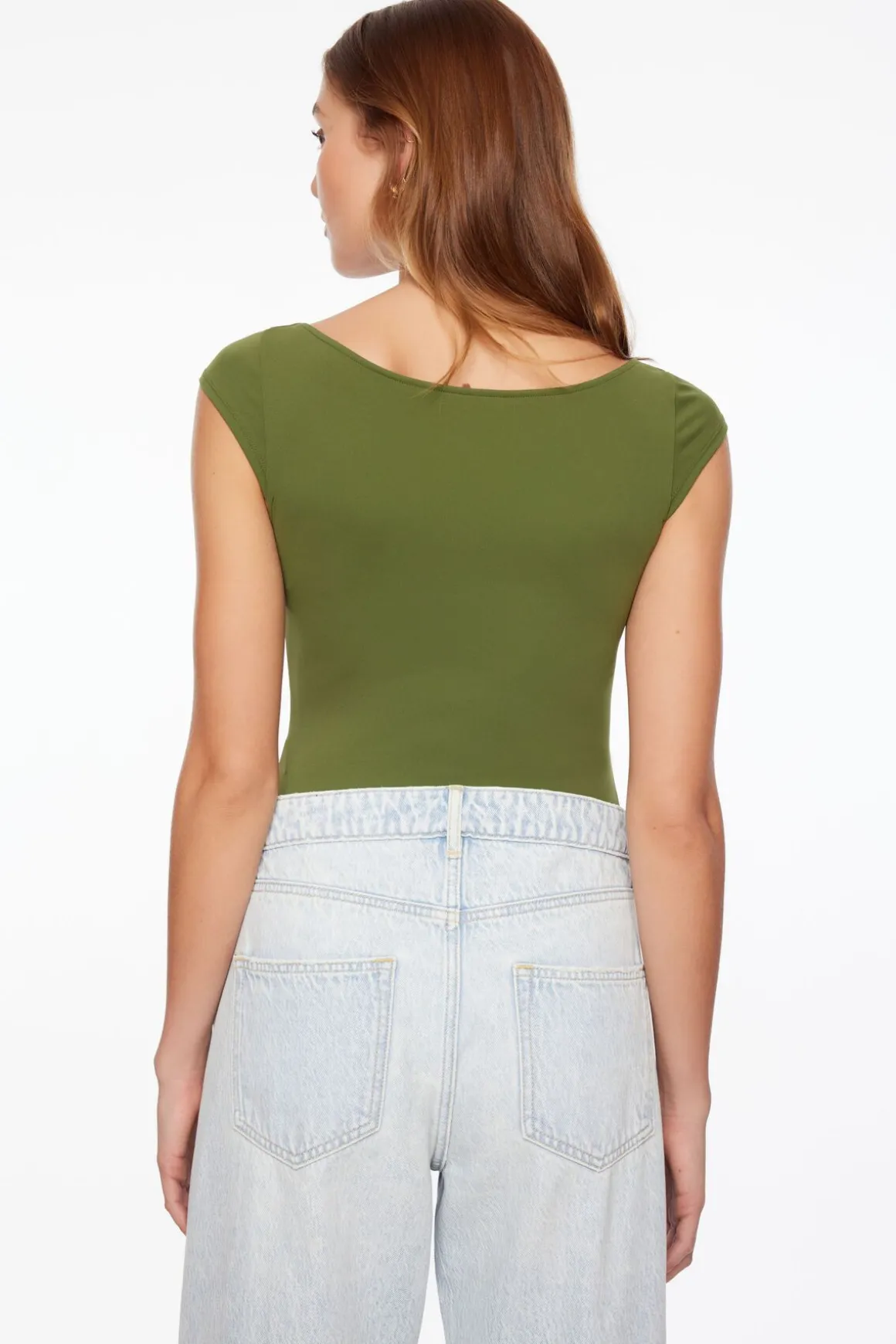 Tees & Tanks | Tees & Tanks-Dynamite Jules Sculpt Short Sleeve Scoop Neck Bodysuit Green