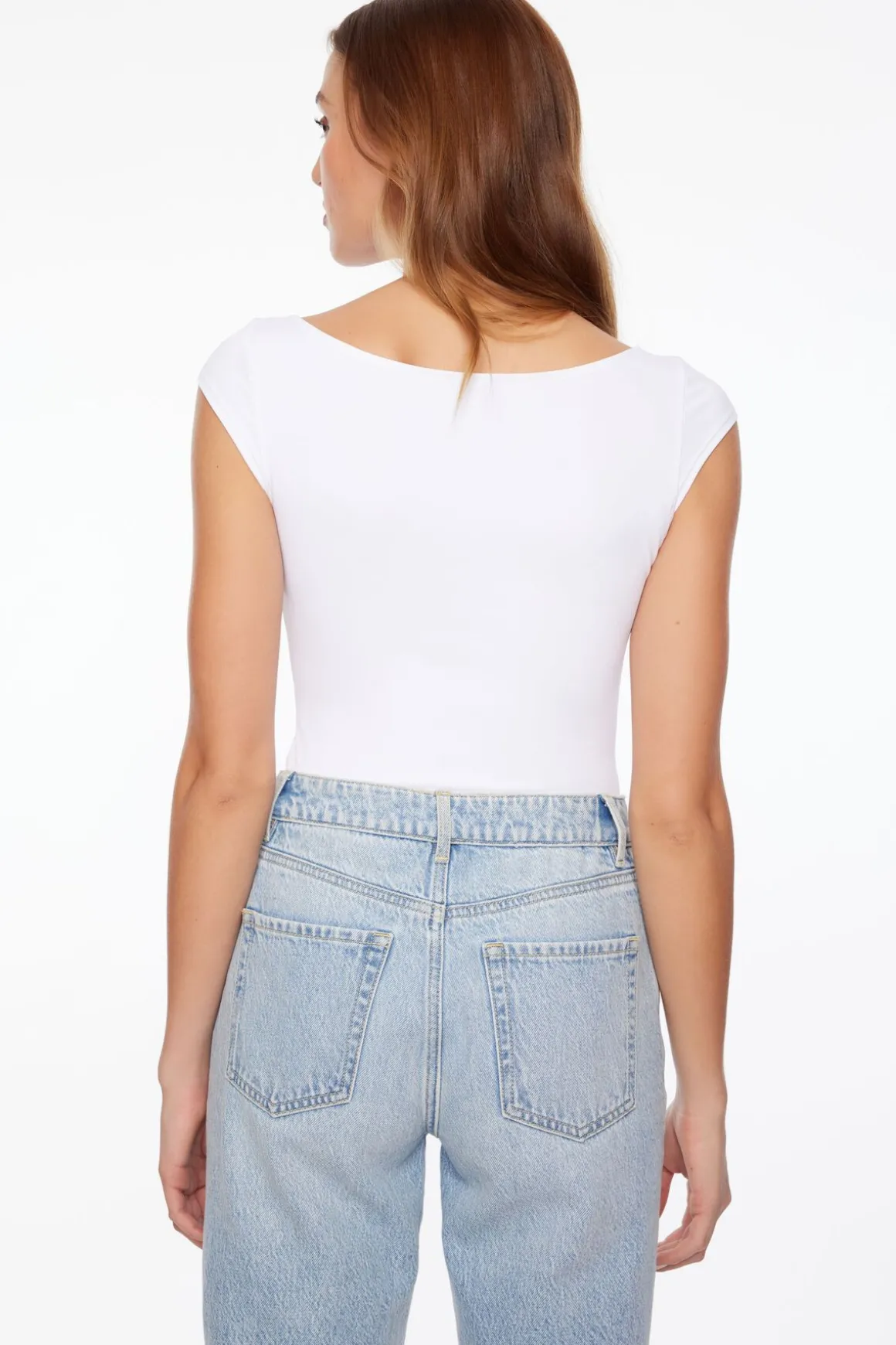 Tees & Tanks | Tees & Tanks-Dynamite Jules Sculpt Short Sleeve Scoop Neck Bodysuit White