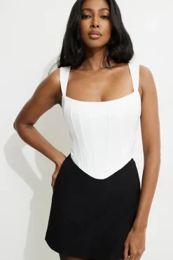 Bestsellers | Blouses & Tops-Dynamite Julia Satin Corset Top White