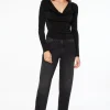 Jeans & Denim-Dynamite Justina Rhinestone Straight Leg Jeans Black