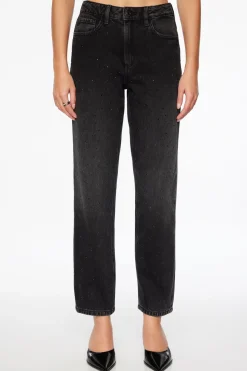 Jeans & Denim-Dynamite Justina Rhinestone Straight Leg Jeans Black