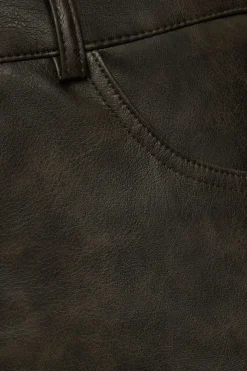 Pants | Straight Leg Pants-Dynamite Justina Straight Faux Leather Pants Brown