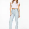 Jeans & Denim-Dynamite Justina Straight Leg Coated Jeans Blue