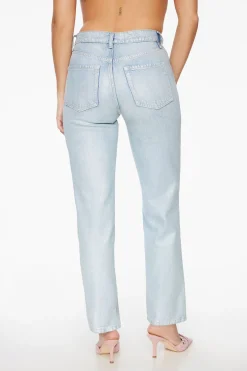 Jeans & Denim-Dynamite Justina Straight Leg Coated Jeans Blue