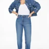 Jeans & Denim-Dynamite Justina Straight Leg Cuffed Jeans Blue