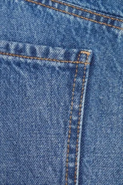 Jeans & Denim-Dynamite Justina Straight Leg Cuffed Jeans Blue