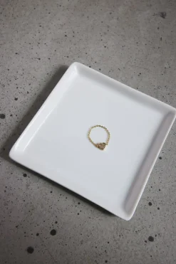 Rings-Dynamite 14K Gold Plated Chain Heart Gem Ring YELLOW