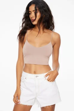 Tees & Tanks-Dynamite Kai Sculpt Crop Top Brown