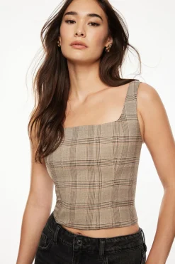 Blouses & Tops | Matching Sets-Dynamite Karla Square Neck Corset Top Brown