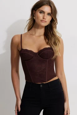 Tees & Tanks | Tees & Tanks-Dynamite Karolina Lace Bustier Burgundy