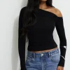 Tees & Tanks | Tees & Tanks-Dynamite Kat Single Shoulder Jersey Top Black