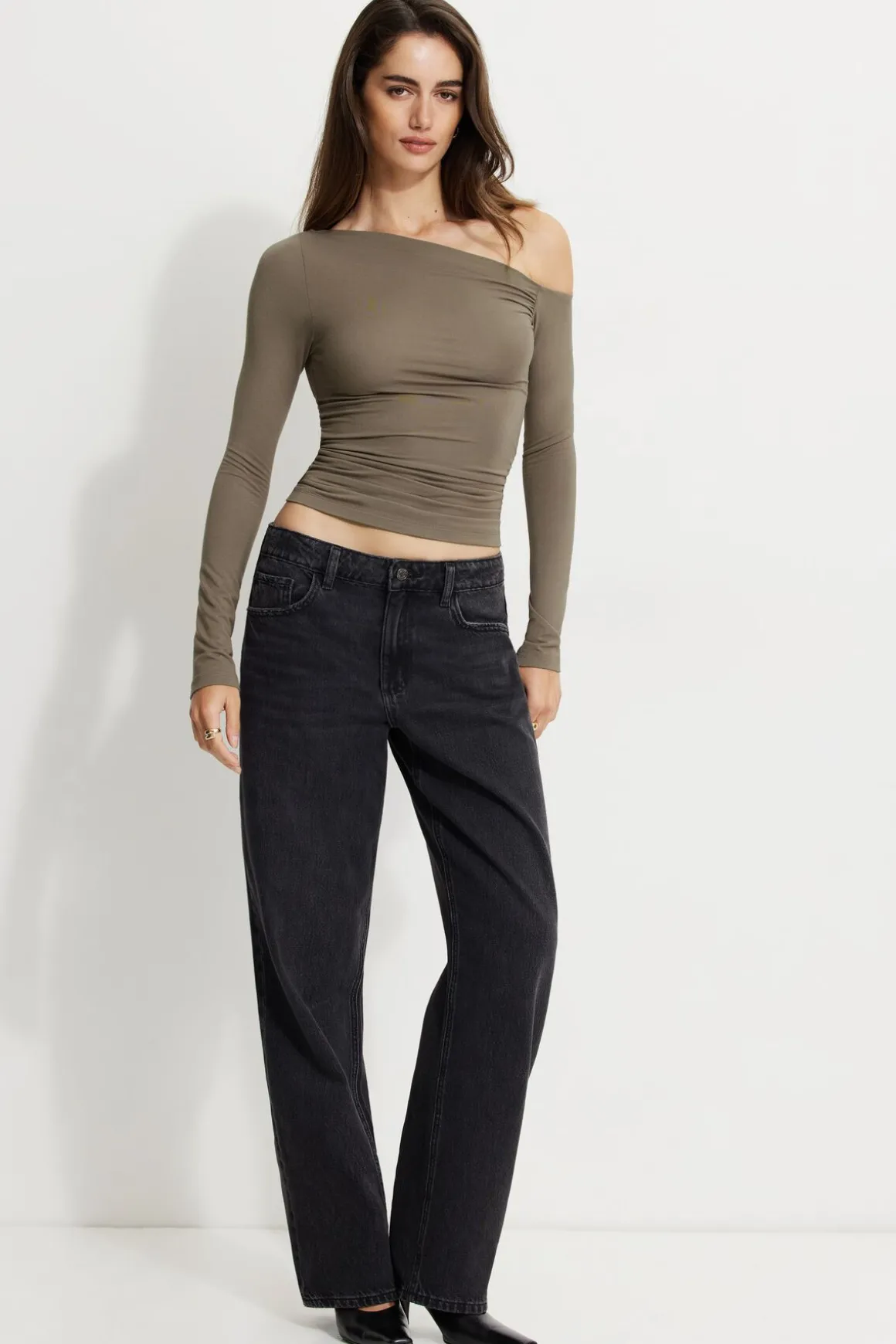 Tees & Tanks | Tees & Tanks-Dynamite Kat Single Shoulder Jersey Top Brown