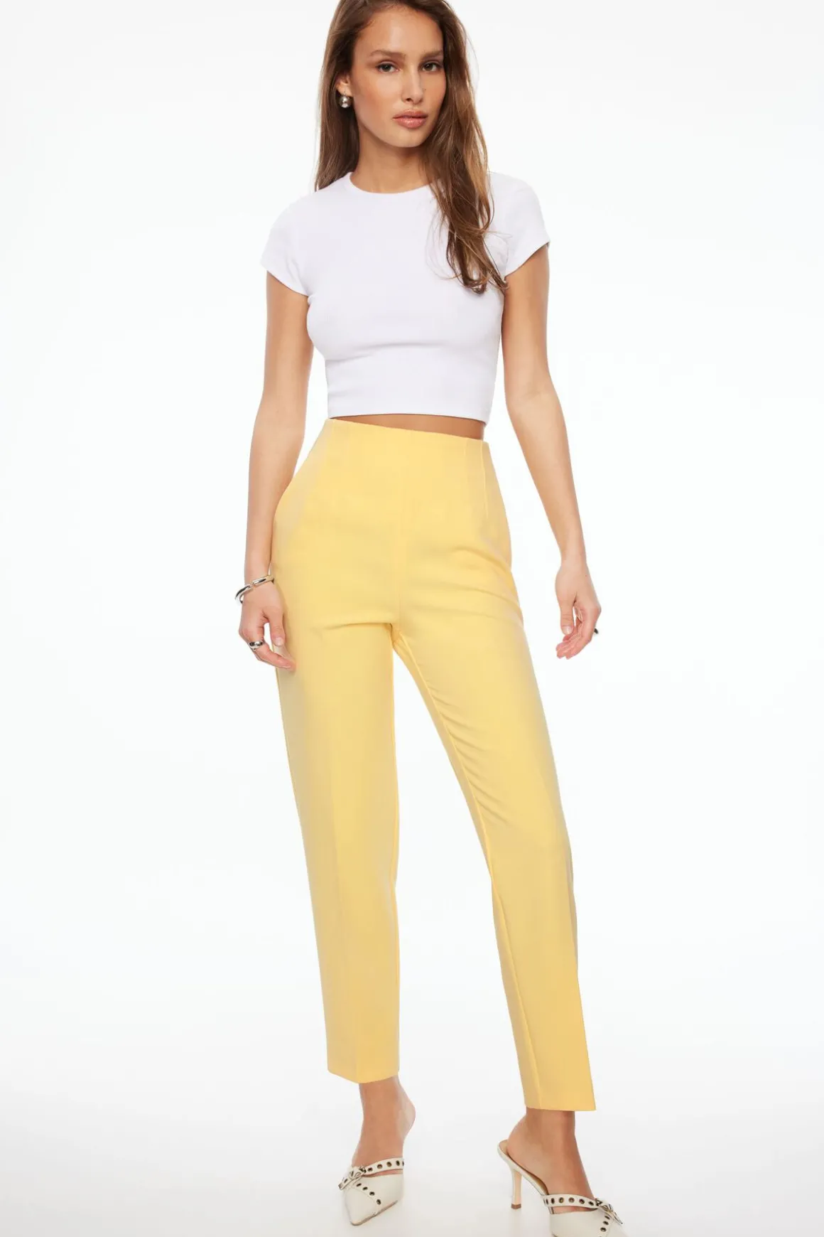 Pants | Slim Leg Pants-Dynamite Kendall Slim Side Zip Pants Yellow