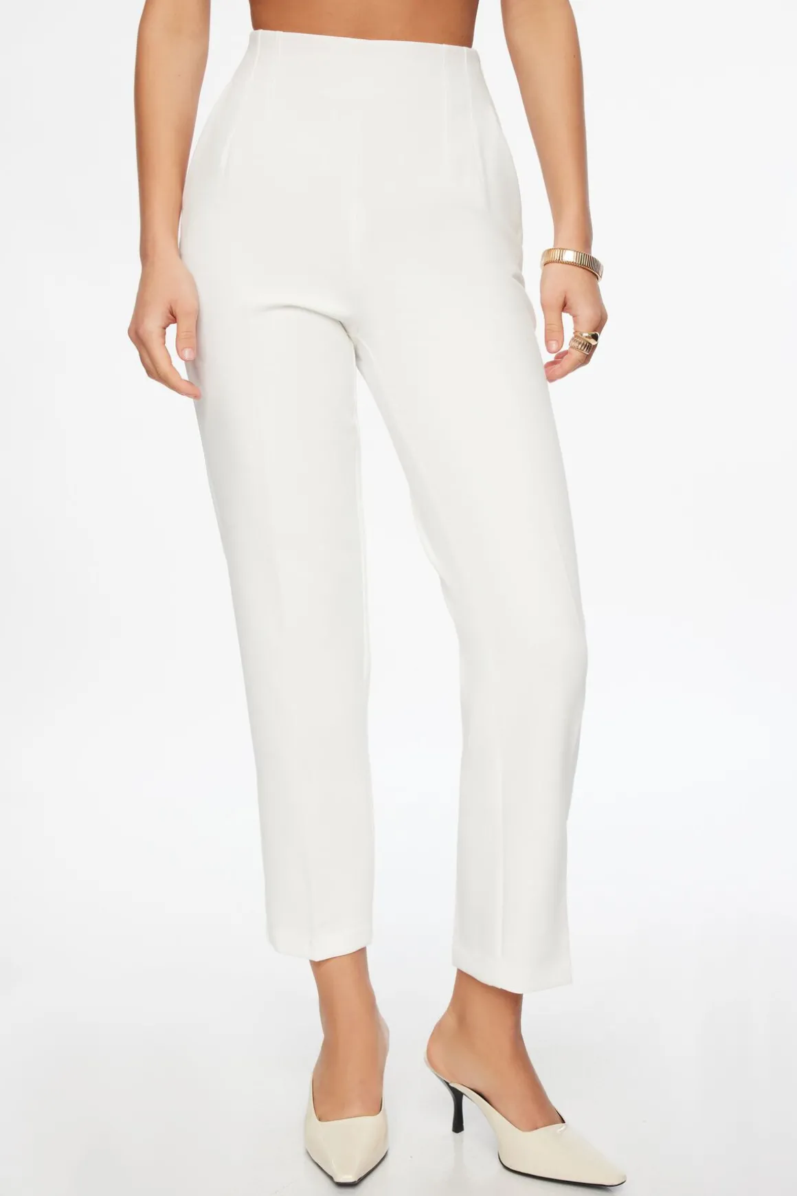 Pants | Slim Leg Pants-Dynamite Kendall Slim Side Zip Pants White