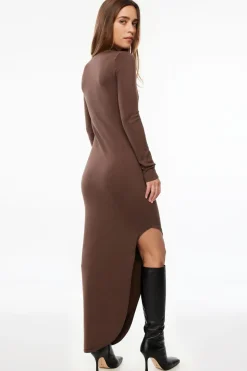 Dresses & Jumpsuits | Midi & Maxi Dresses-Dynamite Kenny High Slit Maxi Dress Brown