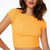 Tees & Tanks | Short Sleeve Tops-Dynamite Keri Ribbed Baby T Shirt Orange