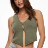 Sweaters & Cardigans | Sweaters-Dynamite Keyhole Knit Vest Green