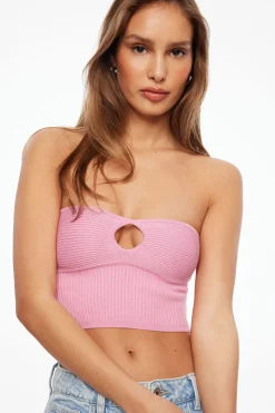 Sweaters & Cardigans | Sweaters-Dynamite Keyhole Tube Top Pink